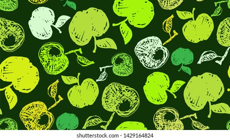 Hand drawn doodle color fruit pattern background