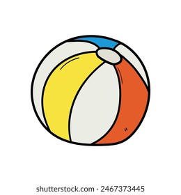 Hand drawn doodle colored ball isolated on white background. Vector illustration.