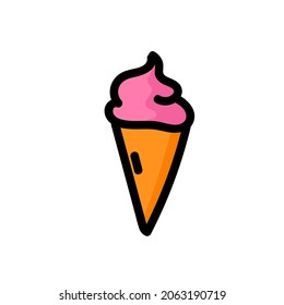 Helado rosa de color garganta dibujado a mano.
Símbolo de lugar cálido y descanso. Ilustración del vector aislada en blanco