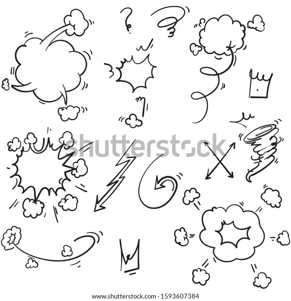 hand drawn doodle comic element illustration\
isolated background