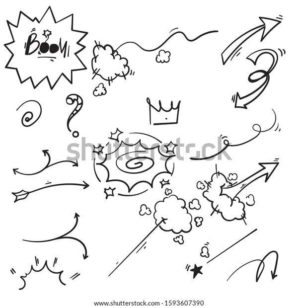 hand drawn doodle comic element illustration\
isolated background