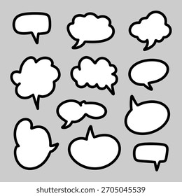 Dibujado a mano Doodle Burbujas de discurso cómico para charla y charla