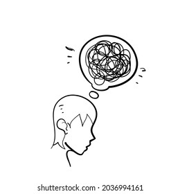 hand drawn doodle complicated mind and mental disorder icon illustration vector