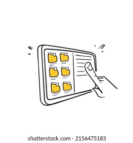 hand drawn doodle Concept of File management folder illustration vector