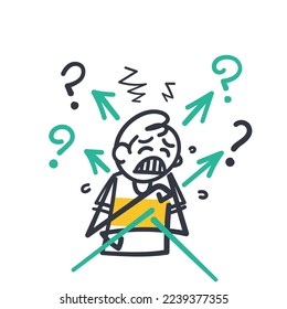 hand drawn doodle Confused person for choice illustration vector isolate