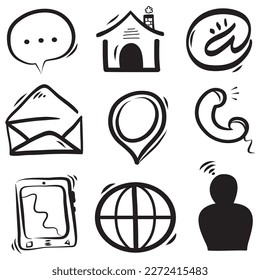 hand drawn doodle contact icon illustration vector isolated background