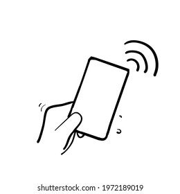 hand drawn doodle contactless wireless payment nfc illustration vector isolated