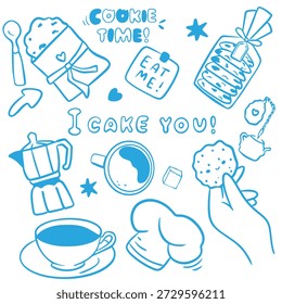 Conjunto de ilustración de galletas de Doodle dibujado a mano para panadería y embalaje
