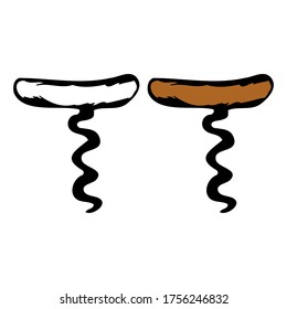 Tornillo de doodle dibujado a mano. Esbozo de contorno. Ilustración transparente vectorial y de color aislada en fondo blanco. Elemento de decoración para tarjetas, pancartas, carteles, impresiones, emblemas.
