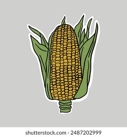 hand drawn doodle corn clipart illustration