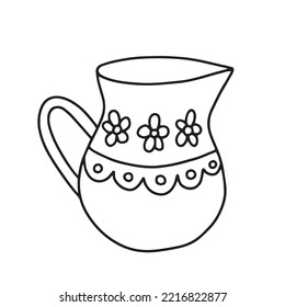 Hand Drawn Doodle Creamer Vector Illustration With Flower Decor