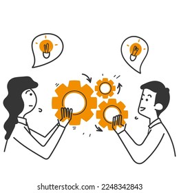 doodle dibujado a mano ilustración creativa de una persona de negocios llena de ideas pensamientos