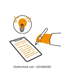 hand drawn doodle Creative writing and storytelling illustration concept isolated