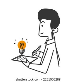 doodle dibujado a mano Concepto de escritura creativa e ilustración narrativa aislado