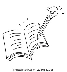 hand drawn doodle Creative writing and storytelling illustration concept isolated