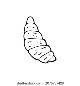 Handgezeichnetes Doodle-Croissant. Vektorgrafik.