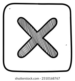 Handgezeichnetes Doodle-Kreuz auf weißem Hintergrund. Vektorgrafik.