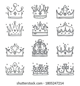 Hand Drawn Doodle Crown Collection 