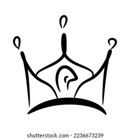Hand drawn doodle crown. icon crown