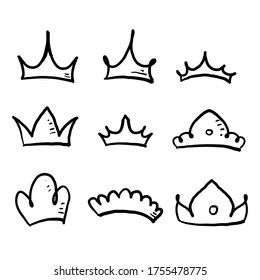 hand drawn doodle crown illustration vector icon isolated
