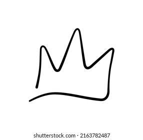 Hand drawn doodle crown. King crown sketch. Majestic tiara. King and queen royal diadem. Vector illustration isolated in doodle style on white background.