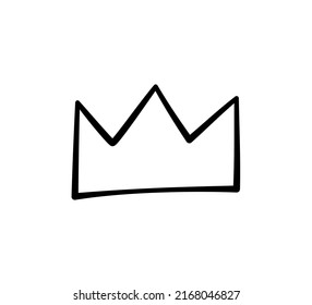 Hand drawn doodle crown. King crown sketch. Majestic tiara. King and queen royal diadem. Vector illustration isolated in doodle style on white background.