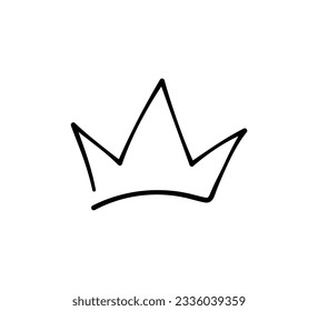 Hand drawn doodle crown. King crown sketch. Majestic tiara. King and queen royal diadem. Vector illustration isolated in doodle style on white background.