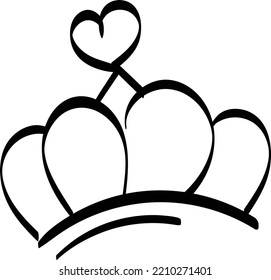 Corona de doodle dibujada a mano. Icono dibujado a mano con el logo de la corona. Elemento doodle negro aislado en blanco.