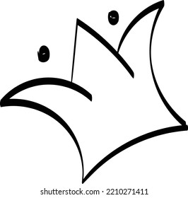 Hand drawn doodle crown. Crown logo hand drawn icon. Black doodle element isolated on white.