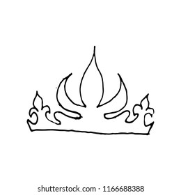 Hand drawn doodle of crown.Perfect for invitation, greeting card, coloring book, textile print.