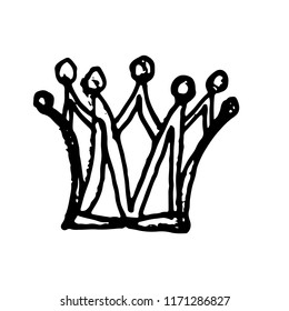 Hand drawn doodle of crown.Perfect for invitation, greeting card, coloring book, textile print.