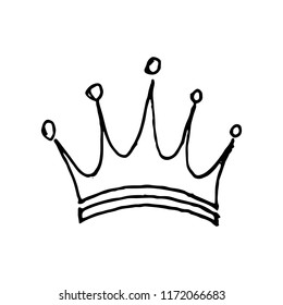 Hand drawn doodle of crown.Perfect for invitation, greeting card, coloring book, textile print.