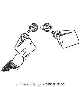 ilustración de pago de la cartera de cifrado de doodle dibujado a mano