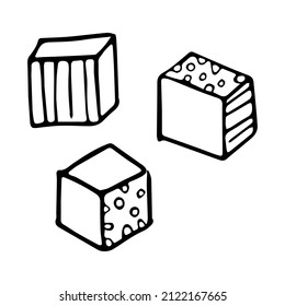 Hand drawn doodle cubes. Vector children's toy. Outline.