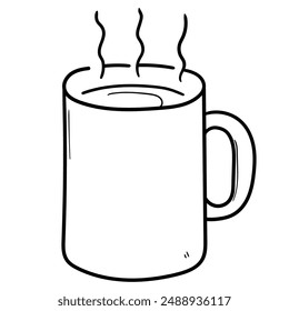 Hand drawn doodle cup of coffee or tea isolated on white background. Vector illustration.