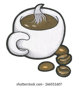hand drawn doodle cup of coffee. Vector illustration