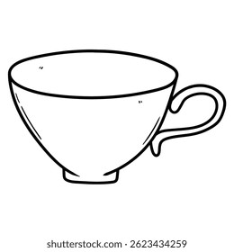Taza dibujada a mano del doodle aislada en un fondo blanco. Ilustración vectorial.