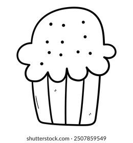 Hand drawn doodle cupcake isolated on white background. Vector illustration.