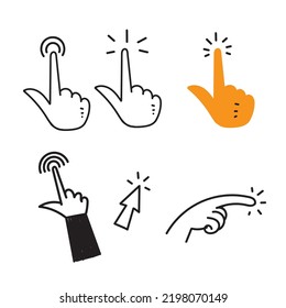 hand drawn doodle cursor click tap set illustration