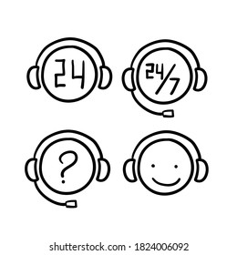doodle dibujado a mano ayuda al cliente icono ilustración vector aislado