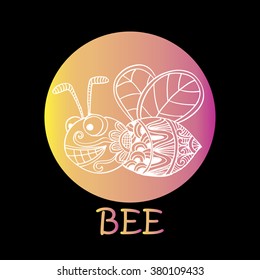 Hand drawn doodle cute bee illustration.