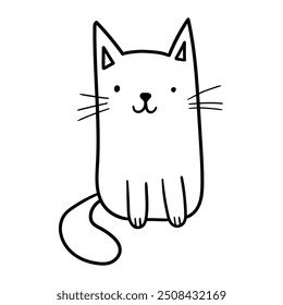 Handgezeichnete doodle niedliche Katze einzeln auf weißem Hintergrund. Vektorgrafik.