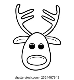 Mão desenhada rabiscar rosto de veado bonito isolado no fundo branco. Ilustração vetorial.