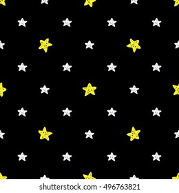 Hand drawn doodle cute halloween star vector seamless pattern for cards, wrapping, decoration and textile