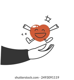 hand drawn doodle cute kawaii love heart character