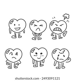 hand drawn doodle cute kawaii love heart character