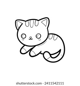 Hand drawn doodle cute kitten isolated on white background. Vector illustration.