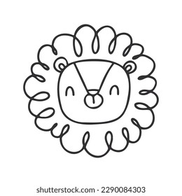 Hand drawn doodle cute lion vector illustration. 
