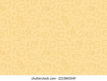 Hand Drawn Doodle Of Cute Mug And Cup Drink Background Pattern