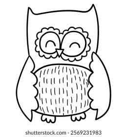 Hand drawn doodle cute owl isolated on white background. Vector illustration.